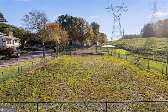 view of yard with a rural view