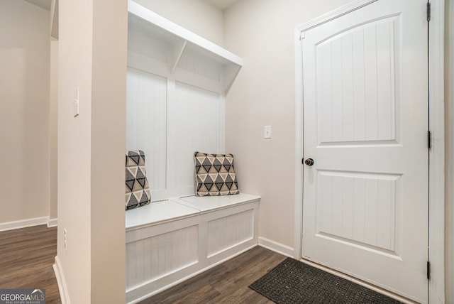 mudroom featuring dark hardwood / wood-style floors