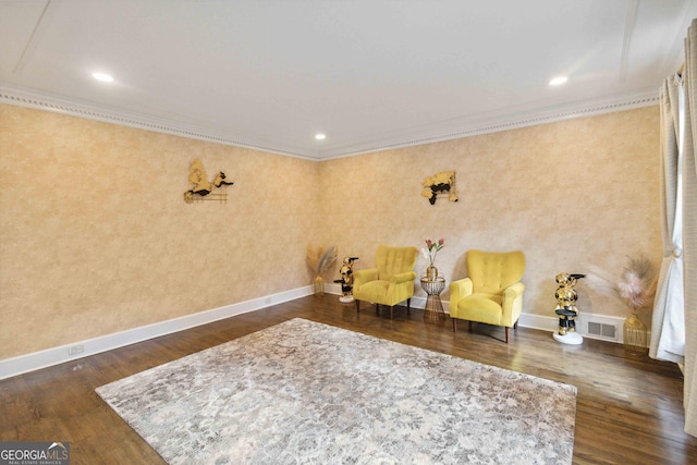 unfurnished room featuring crown molding and dark hardwood / wood-style floors