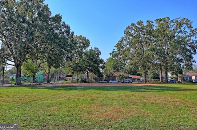 view of property's community with a yard