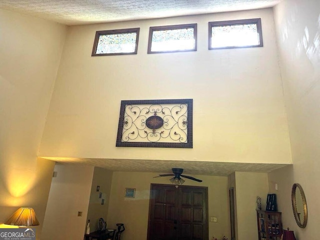 interior details featuring ceiling fan