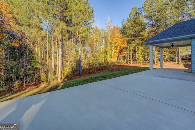 view of patio / terrace with ceiling fan