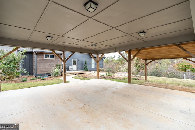 view of patio featuring an outdoor structure