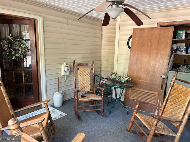 view of patio with ceiling fan