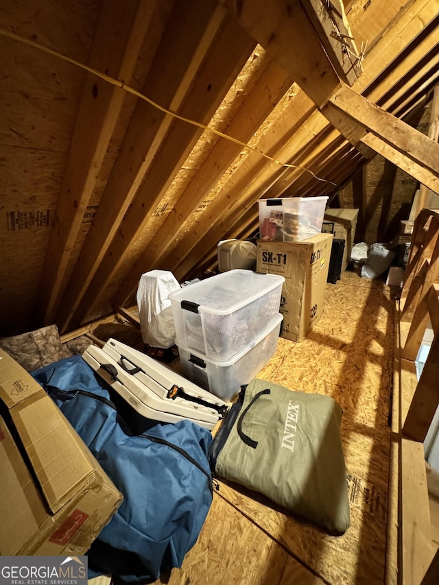 view of unfinished attic