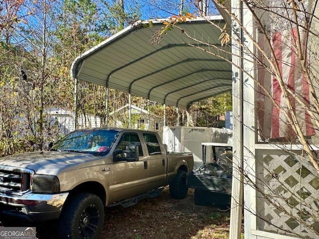 view of parking / parking lot with a carport