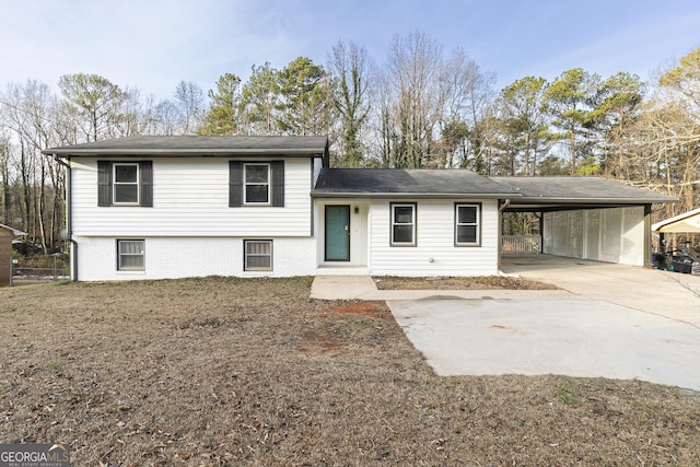 split level home with a carport