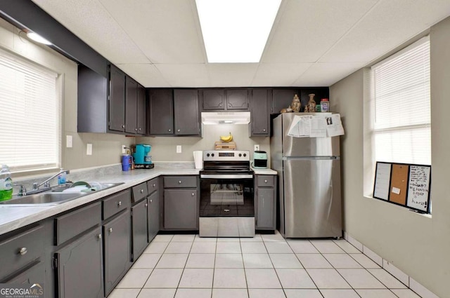 kitchen featuring a wealth of natural light, sink, and appliances with stainless steel finishes