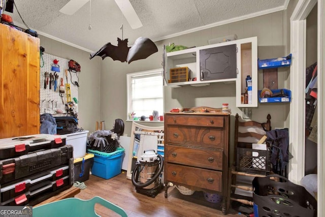 storage area with ceiling fan