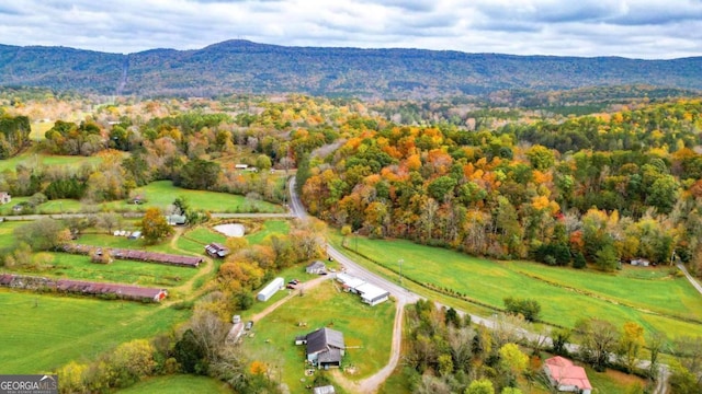 aerial view with a mountain view