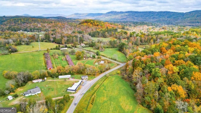 bird's eye view with a mountain view