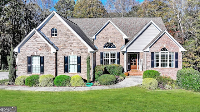 view of front of home featuring a front lawn