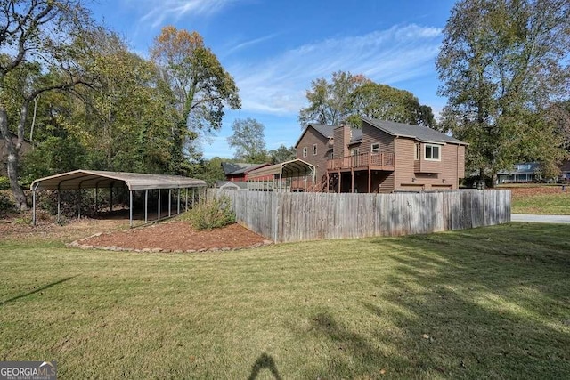 view of yard with a carport