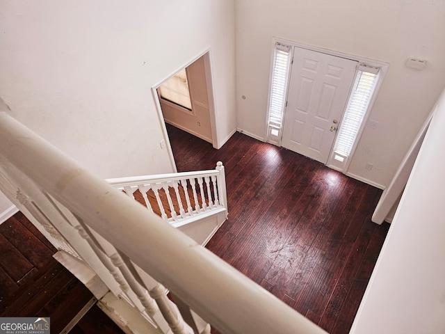 foyer entrance with wood-type flooring