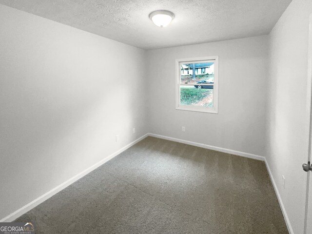 empty room with carpet flooring and a textured ceiling