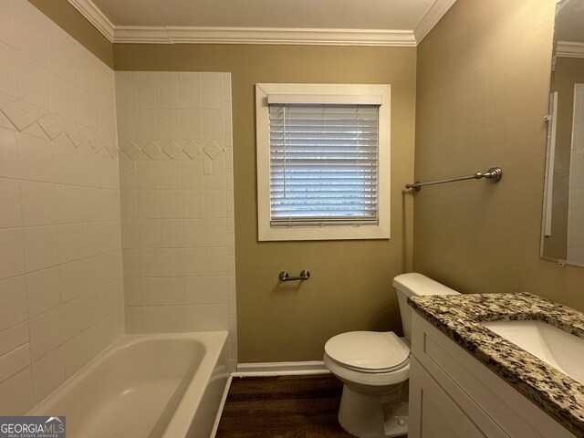 1764 Thomas Ter, Decatur, GA 30032 - bathroom with wood finished floors, ornamental molding, baseboards, toilet, and vanity