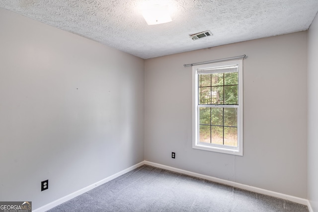 spare room featuring carpet floors and a textured ceiling