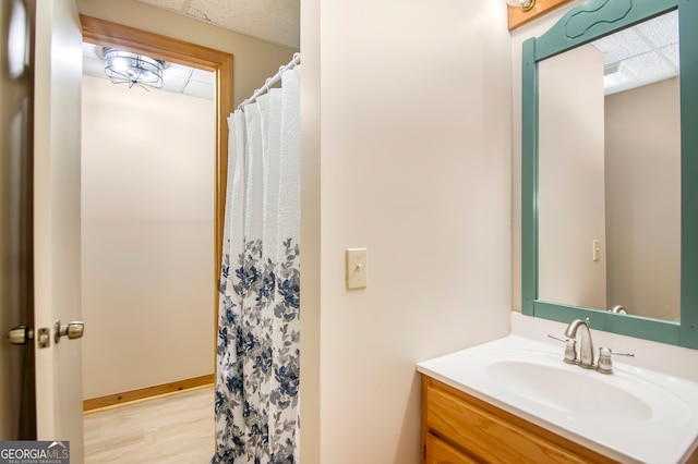 bathroom featuring wood-type flooring and vanity