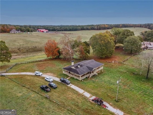 drone / aerial view with a rural view