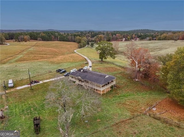 aerial view with a rural view