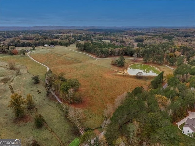 drone / aerial view featuring a rural view