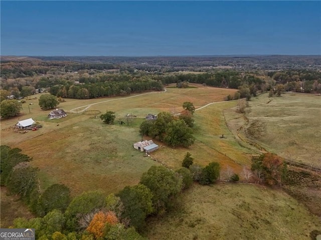 drone / aerial view featuring a rural view