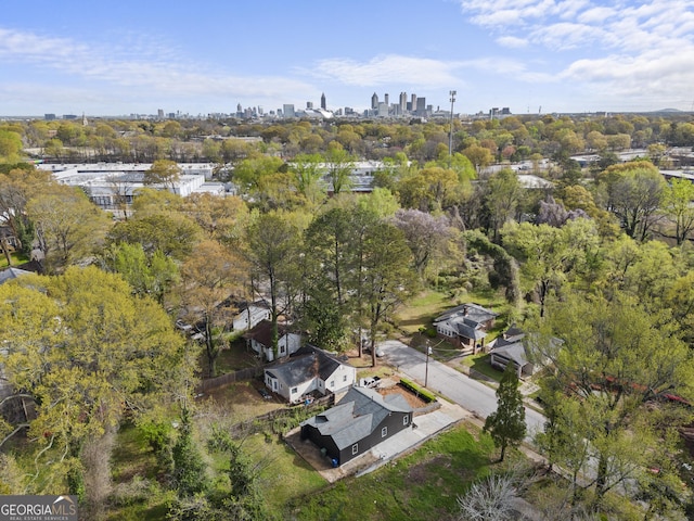 drone / aerial view featuring a city view