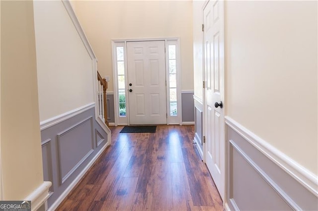 foyer featuring dark hardwood / wood-style flooring