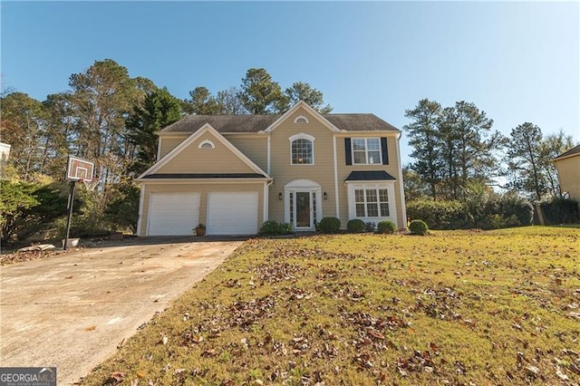 view of front of house with a garage