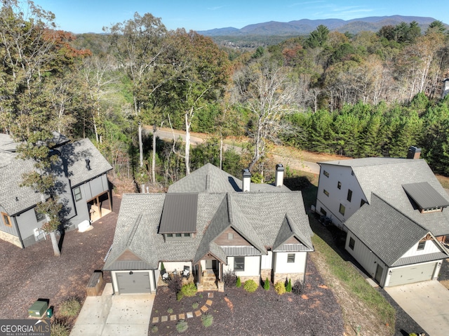 aerial view featuring a mountain view