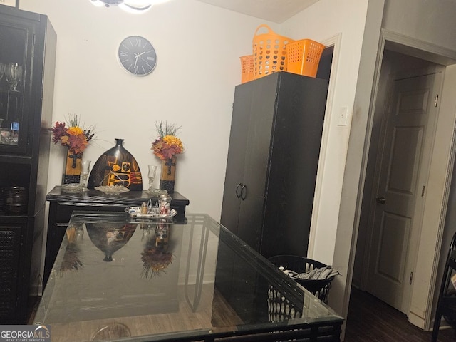 hallway featuring dark hardwood / wood-style flooring