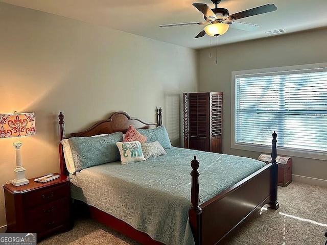 bedroom with carpet and ceiling fan