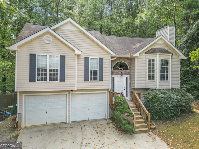 raised ranch with a garage