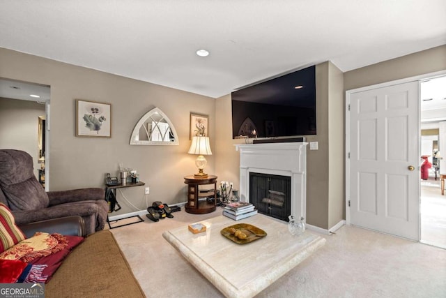 living room featuring carpet floors