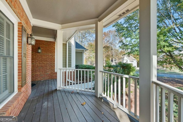 wooden deck with covered porch