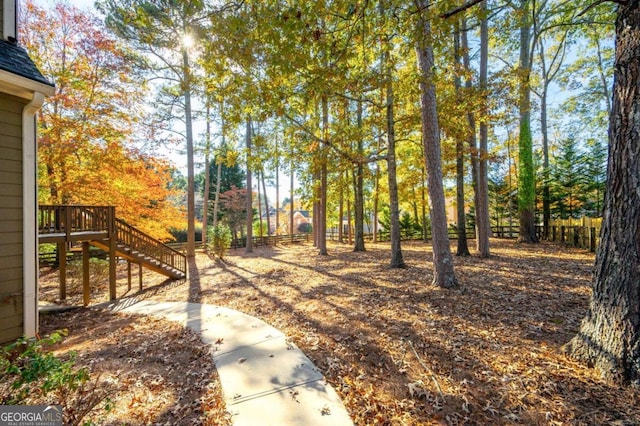 view of yard featuring a deck