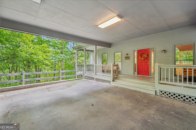 view of unfurnished sunroom