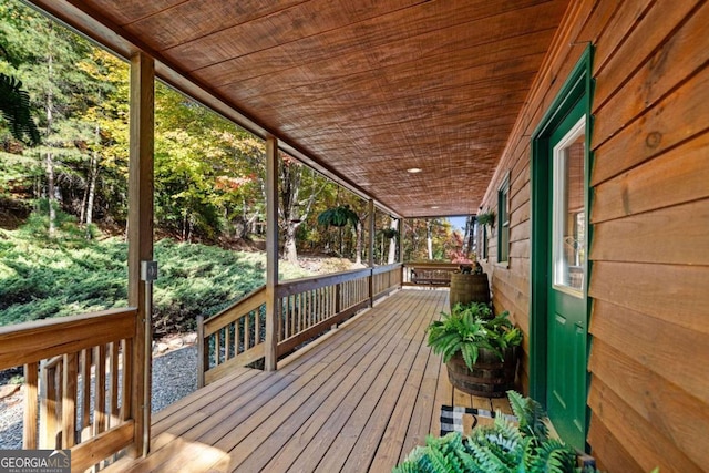 deck with covered porch