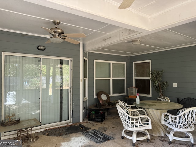 view of patio / terrace featuring ceiling fan