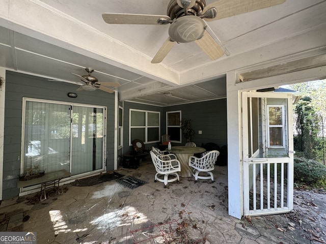 view of patio with ceiling fan