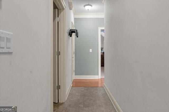 hallway with ornamental molding