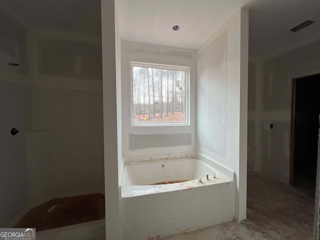 bathroom featuring a washtub