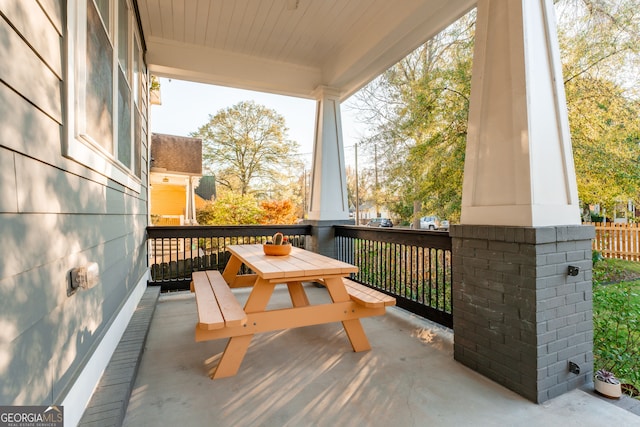 balcony featuring a porch