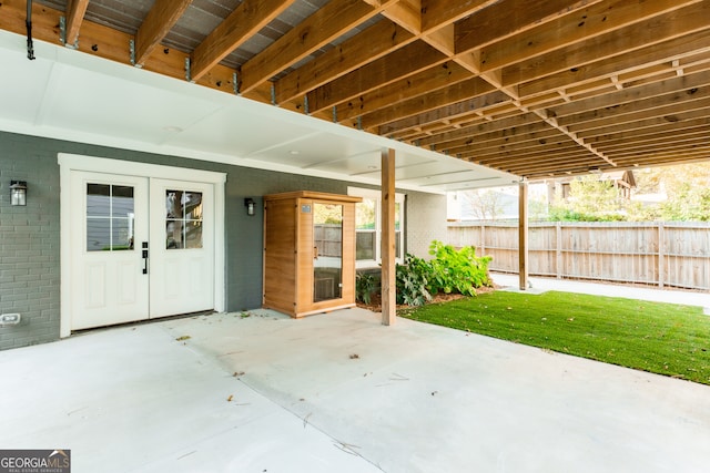 view of patio featuring french doors