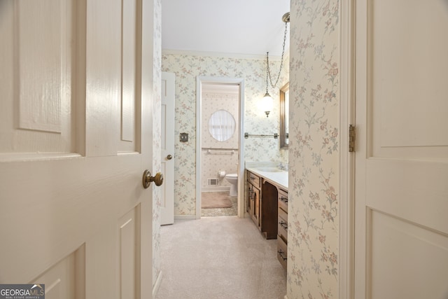 bathroom with vanity and toilet