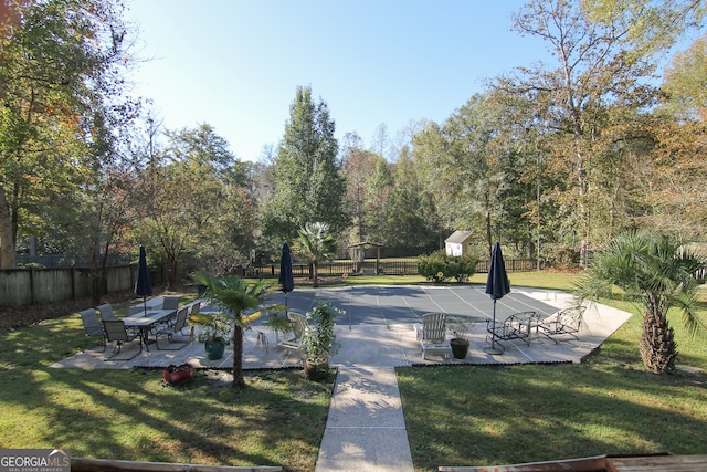 exterior space with a yard and a patio