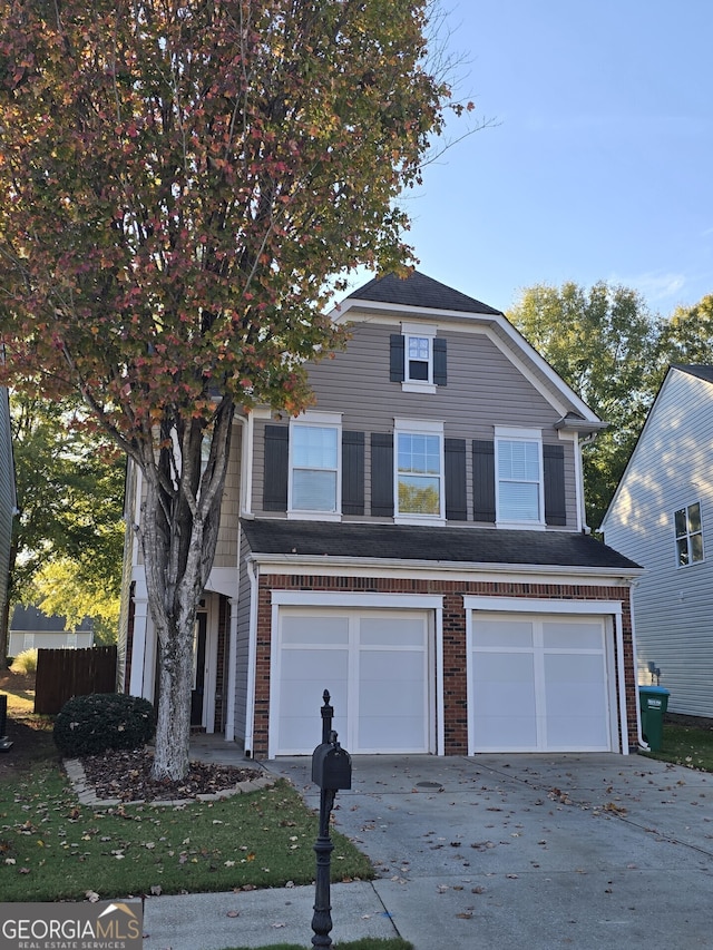 view of front property with a garage