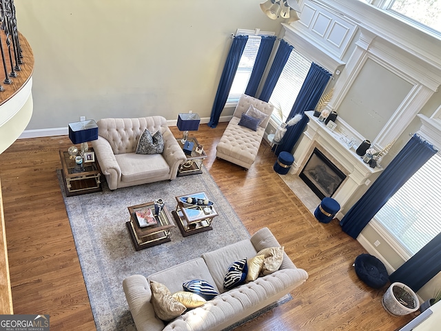 living room with hardwood / wood-style flooring