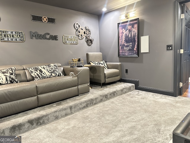 cinema room with carpet