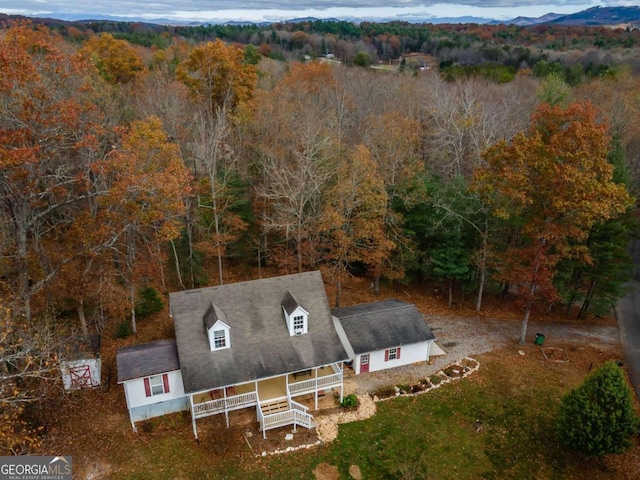 drone / aerial view with a mountain view